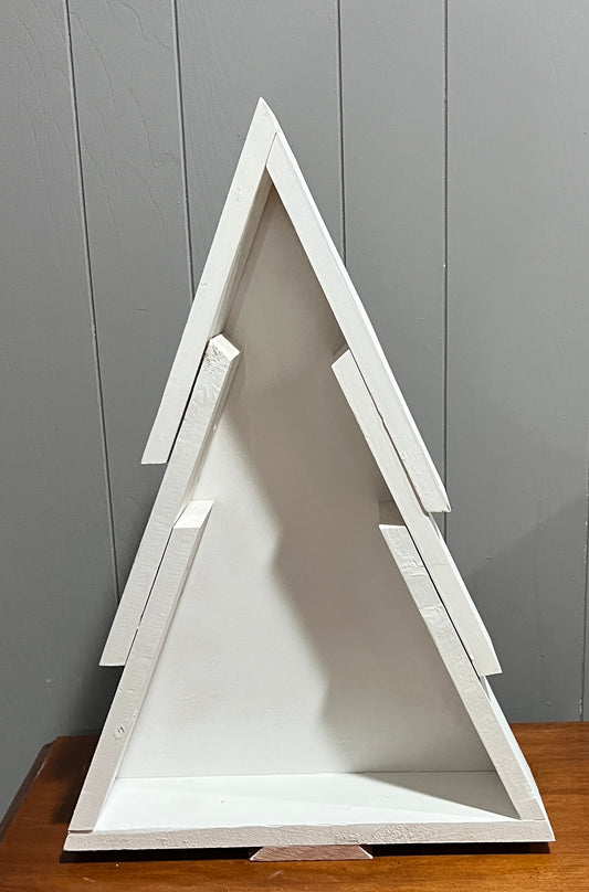 white hand made christmas tree no back
